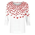 thumbnail image 5 of FASHOFT 3/4 Sleeve Valentine's Day Shirts for Women Love Heart Graphic T-Shirts Crewneck Short Sleeve Tops Casual Spring Tees Red L, 5 of 5