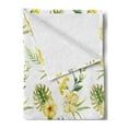 thumbnail image 2 of Watercolor Soft Flannel Fleece Blanket, Hibiscus Flora Pattern Hawaii Plants with Leaves Jungle Summer Foliage, Cozy Plush for Indoor and Outdoor Use, 70" x 90", Yellow Green White, by Ambesonne, 2 of 5