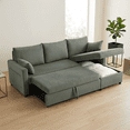 thumbnail image 6 of Leumius L Shaped Corduroy Sectional Sofa, 3 Seater Convertible Sofa Bed with Pull Out Bed & Storage Chaise, Sleeper Sofa Couch Bed for Small Living Room, Apartment, Office,Olive Drab, 6 of 13