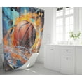 thumbnail image 5 of 4PCS Boys Shower Curtain Set - Basketball Sports Shower Curtain for Boys Bathroom Decor Basketball Shower Curtain with Bath Mat and 12 Hooks Basketball Bathroom Decor for Boys Teens Mens, 70" x 70", 5 of 6