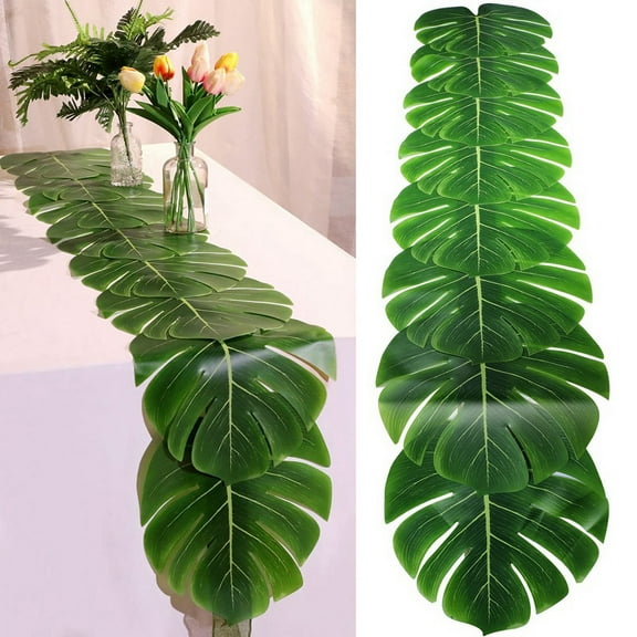 2Pcs Artificial Palm Leaves Table Runners