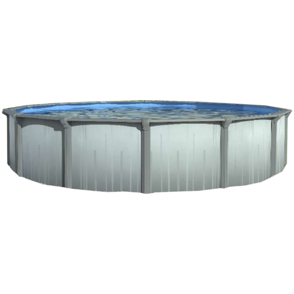 52-Inch Height Steel-Sided Walls 27' Round, Aqua Brook Bundle with 25 Gauge Overlap Liner & Widemouth Skimmer Lake Effect Above Ground Swimming Pools