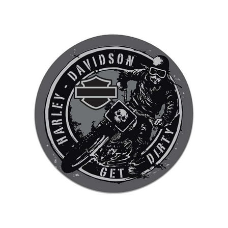 Harley-Davidson Get Dirty Embossed Round Tin Sign, 14 inches - Gray & Black, Harley Davidson