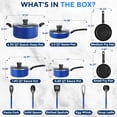 thumbnail image 3 of SereneLife 15 Piece Pots and Pans Non Stick Kitchenware Cookware Set, Blue, 3 of 7