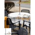 thumbnail image 4 of Outdoor Tablecloth with Umbrella Hole and Zipper, Thanksgiving Square Table Cloth 54x54 Inch Waterproof Tablecloth, Grey White Pumpkin Stripes Autumn Leaf Picnic Table Cover for Patio Camping, 4 of 7