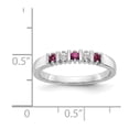 thumbnail image 7 of 14K White Gold Ring Band Gemstone Diamond Round Ruby Red, Size 8, 7 of 7
