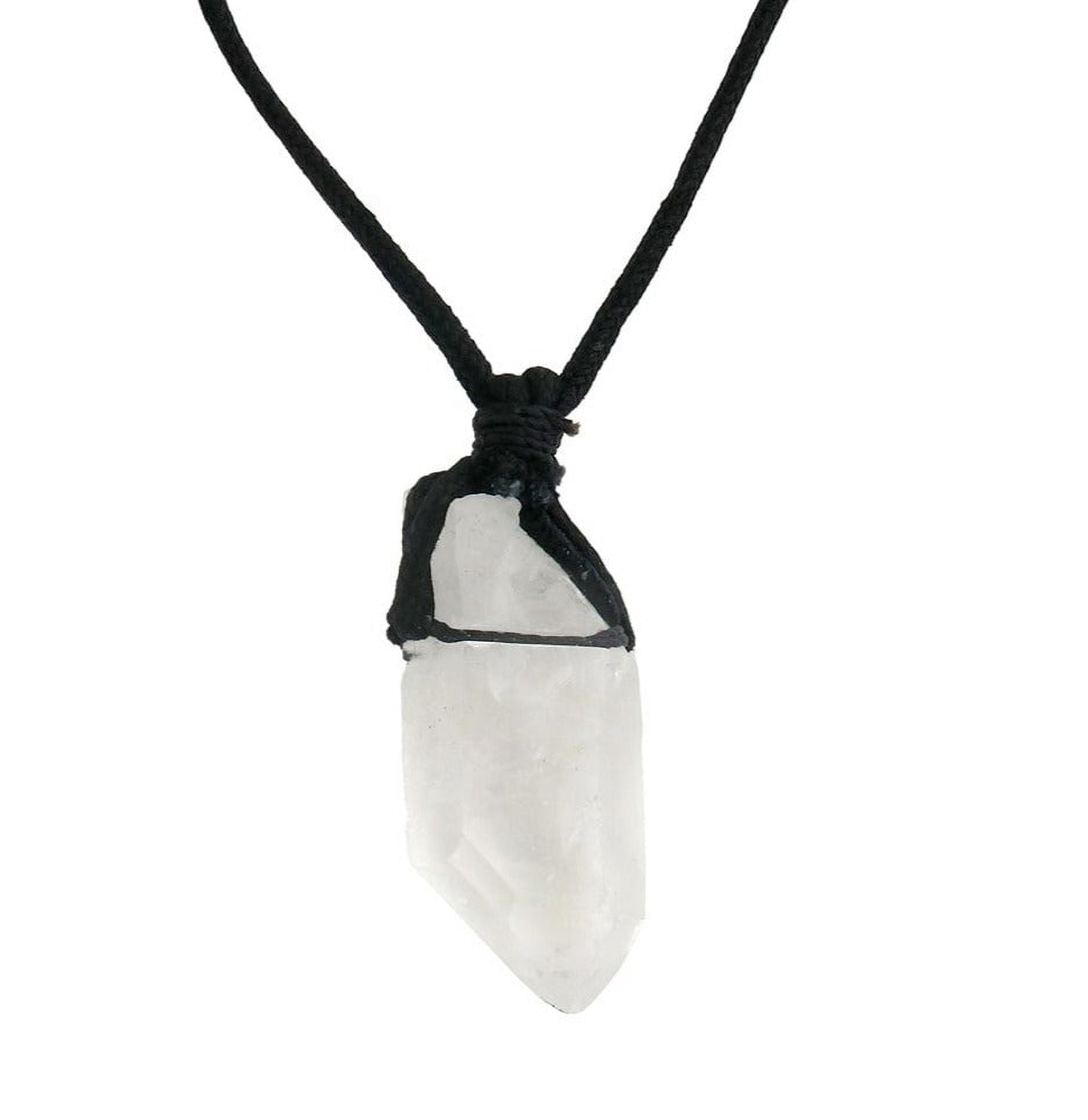 Rough Gemstone Leather Cord Necklace - Adjustable (Amethyst, Black Tourmaline, Citrine, Selenite Chakra)
