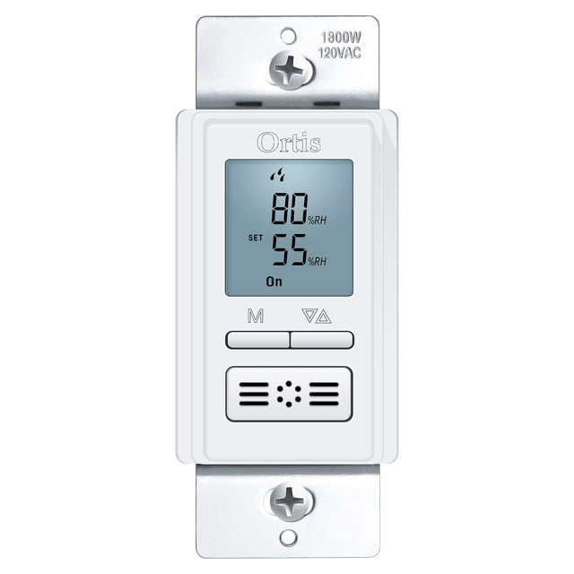 Interruptor de sensor de humedad Ortis para ventilador de baño empotrado en la pared
