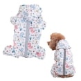 thumbnail image 1 of Chaqueta ligera para perro, de secado rápido, impermeable, resistente al viento, ajustable, con capucha y rayas reflectantes (dinosaurio blanco) XL, 1 of 7
