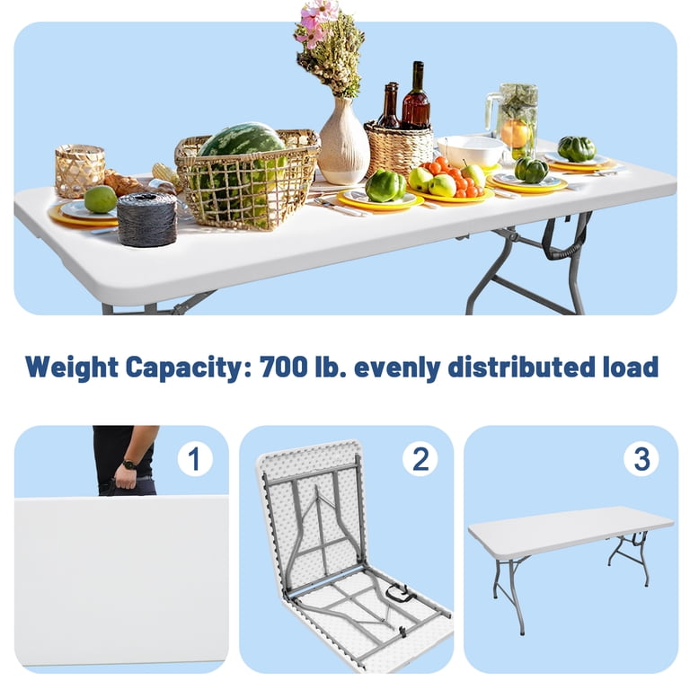 Free Shipping! Sumkea 6ft Rectangular Folding Table for Indoor and