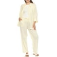 thumbnail image 2 of White Mark Women's 2-Piece Oversize Long Sleeve Button Down Cotton Linen Gauze Lounge Beach Set, 2 of 7