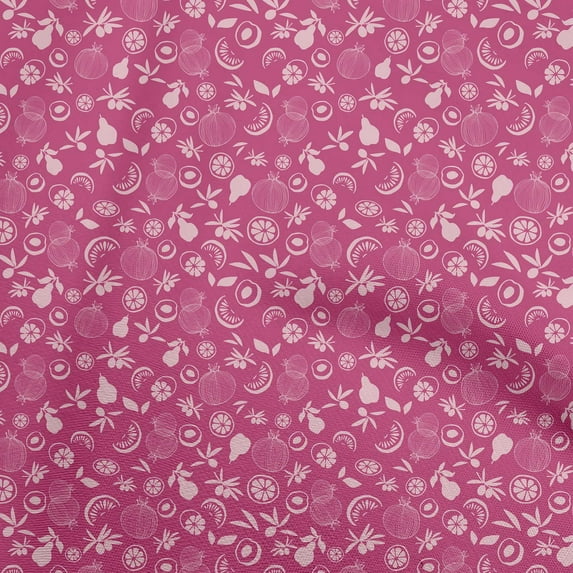 oneOone Cotton Cambric Pink Fabric Fruit Melon With Pomegrante Sewing Material Print Fabric By The Yard 42 Inch Wide