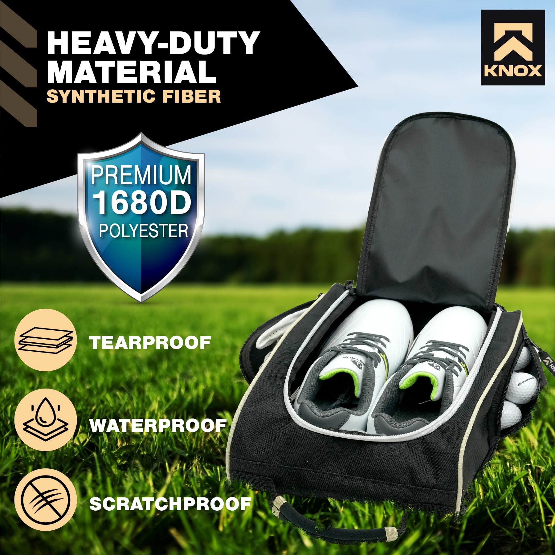 Knox KNB020 Golf Shoe Bag with Ventilation & Double Side Pockets for Socks, Tees, Golf Balls
