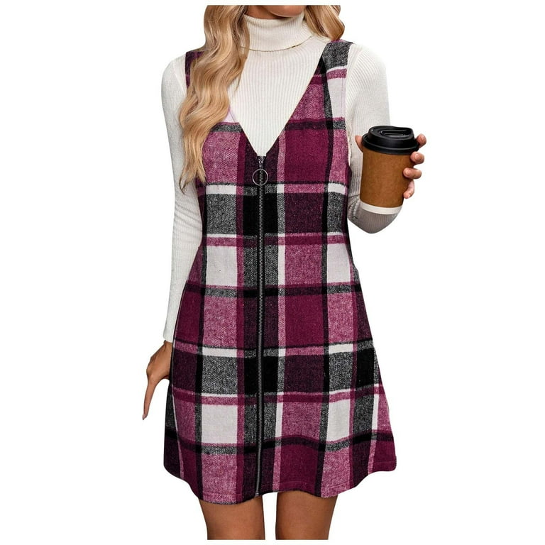 fall jumpers dresses Womens Green Solid Corduroy Overall Dress with Front Pockets Green / M main image 0
