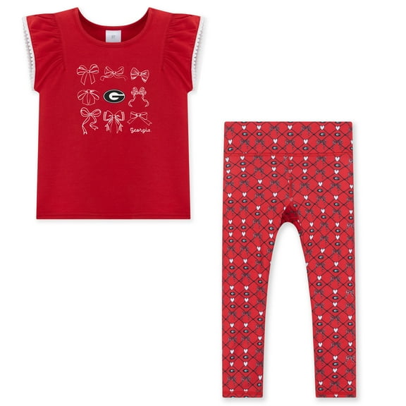 Girls Toddler ZooZatz Red Georgia Bulldogs Tri-Blend Bow Legging and Shirt Set