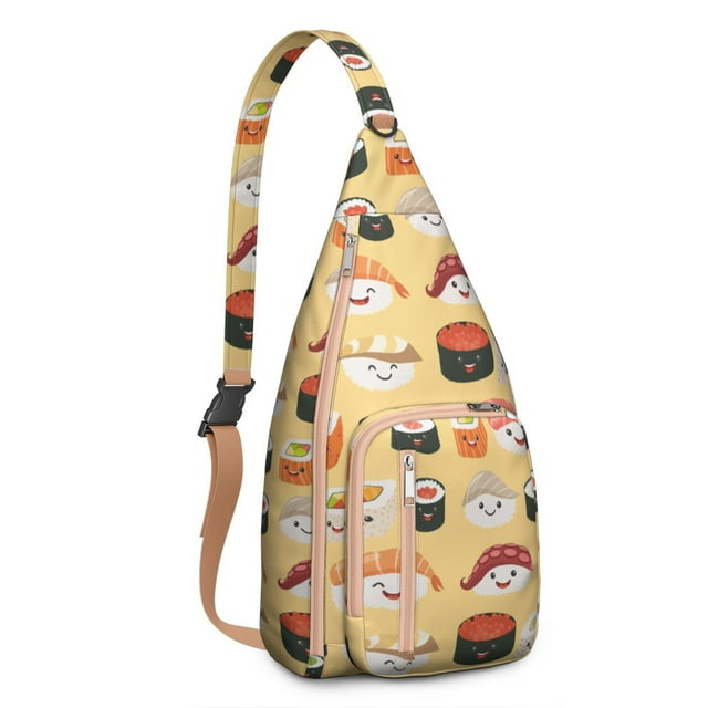 Sac à Dos Sushi à Bandoulière Imprimé Avocat & Riz, Sac de Jour Léger et à la Mode