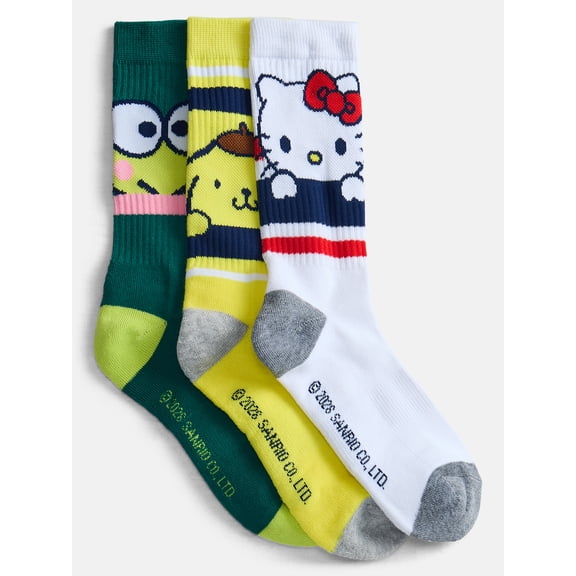 Sanrio Men's Hello Kitty Socks, 3-Pack, Shoe Sizes 10-13