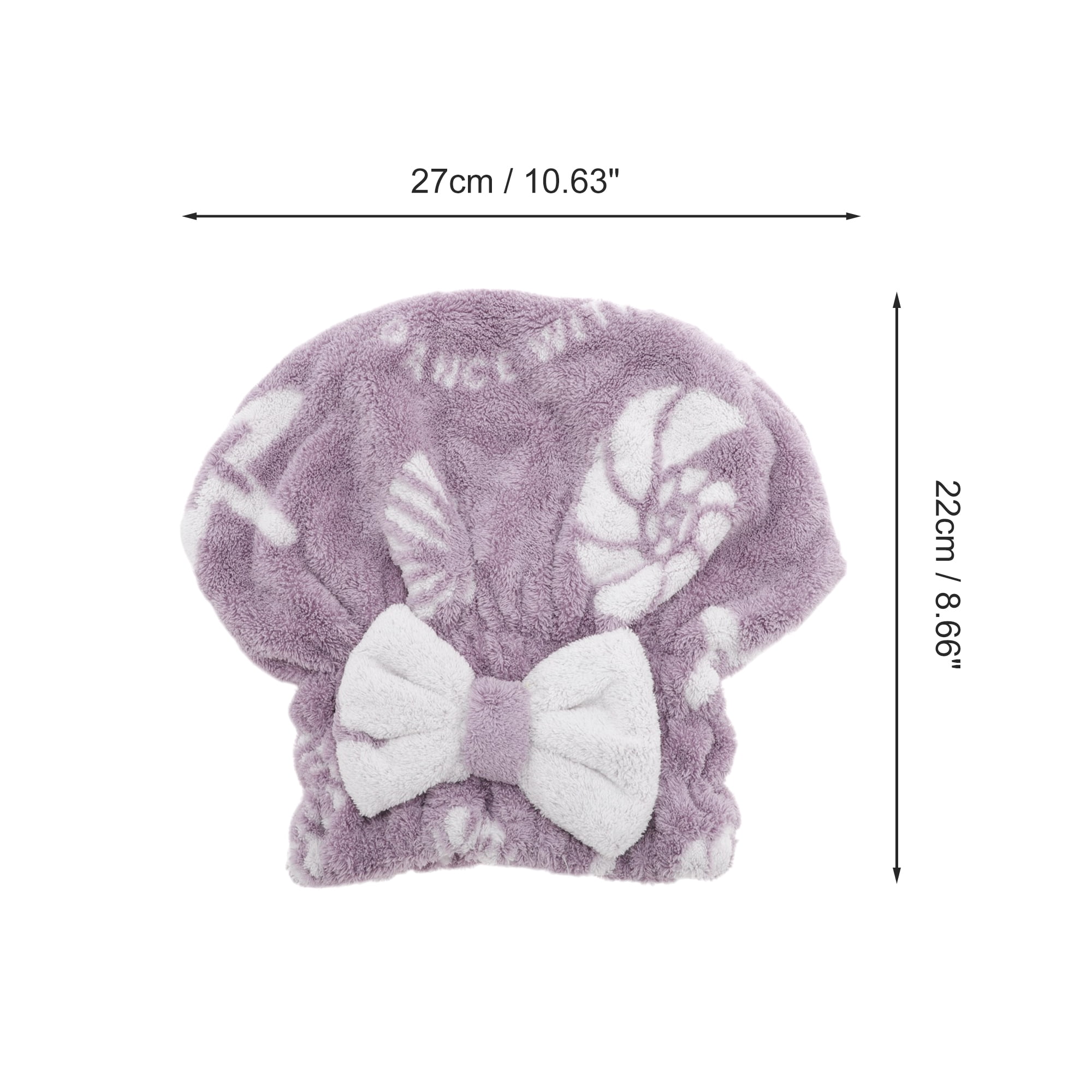 Unique Bargains Water-absorbent Bow Shells Hair Towel for Fast Drying Purple 10.63"x 8.66"
