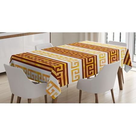 

Toga Party Tablecloth Ancient Greek Cultural Tribal Geometric Meanders Figure Ornaments Design Rectangular Table Cover for Dining Room Kitchen 52 X 70 Inches Redwood Apricot by Ambesonne