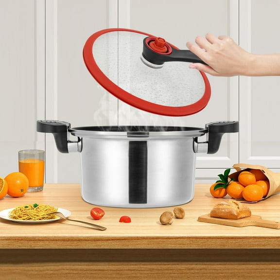 TFCFL 1.8L/0.48gal Micro Pressure Cooker Non-Stick Pot Round Pressure Cooker 304 Stainless Steel
