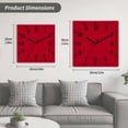 thumbnail image 5 of Pure Red Wooden Wall Clock Silent Non Ticking, Simple Solid Color Square Wall Clocks Battery Operated, Decor Clock for Home Office, Living Room, Kitchen, 12 Inch, 5 of 9