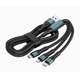 thumbnail image 2 of Cable de carga universal de 100 W - Conector 3 en 1, carga rápida/transferencia de datos, para todos los dispositivos, 2 of 7