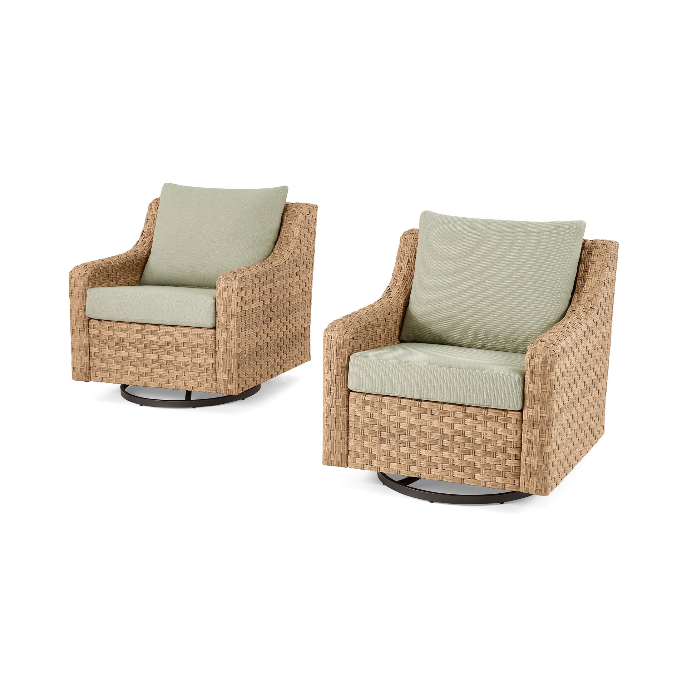 Better Homes & Gardens River Oaks Outdoor Swivel Gliders with Patio Covers, Set of 2, Green