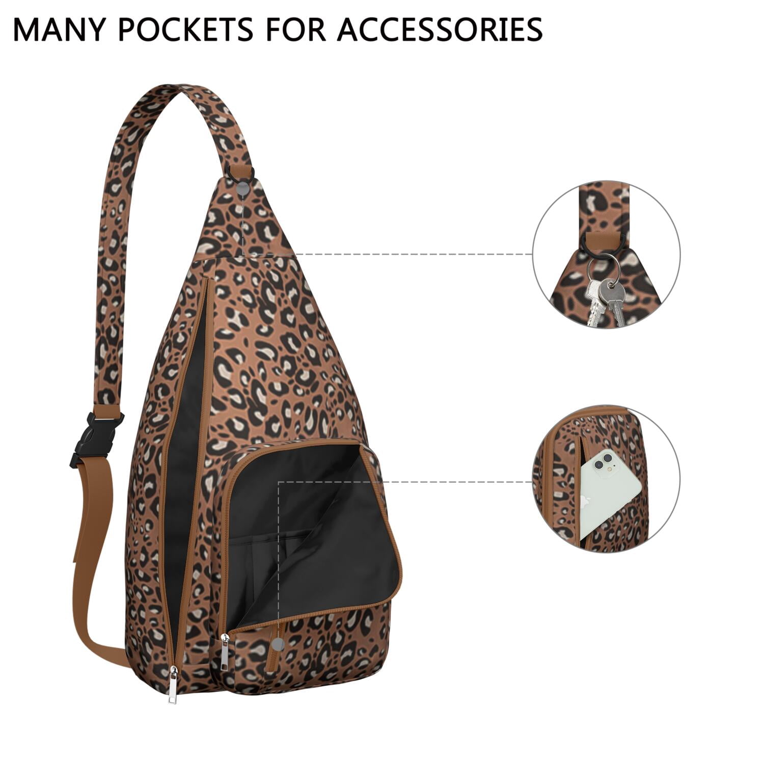 Textured Cheetah Chest Bag - 3D-Embossed Animal Print Sling Backpack (Luxury Tactile Design, Water-Resistant)