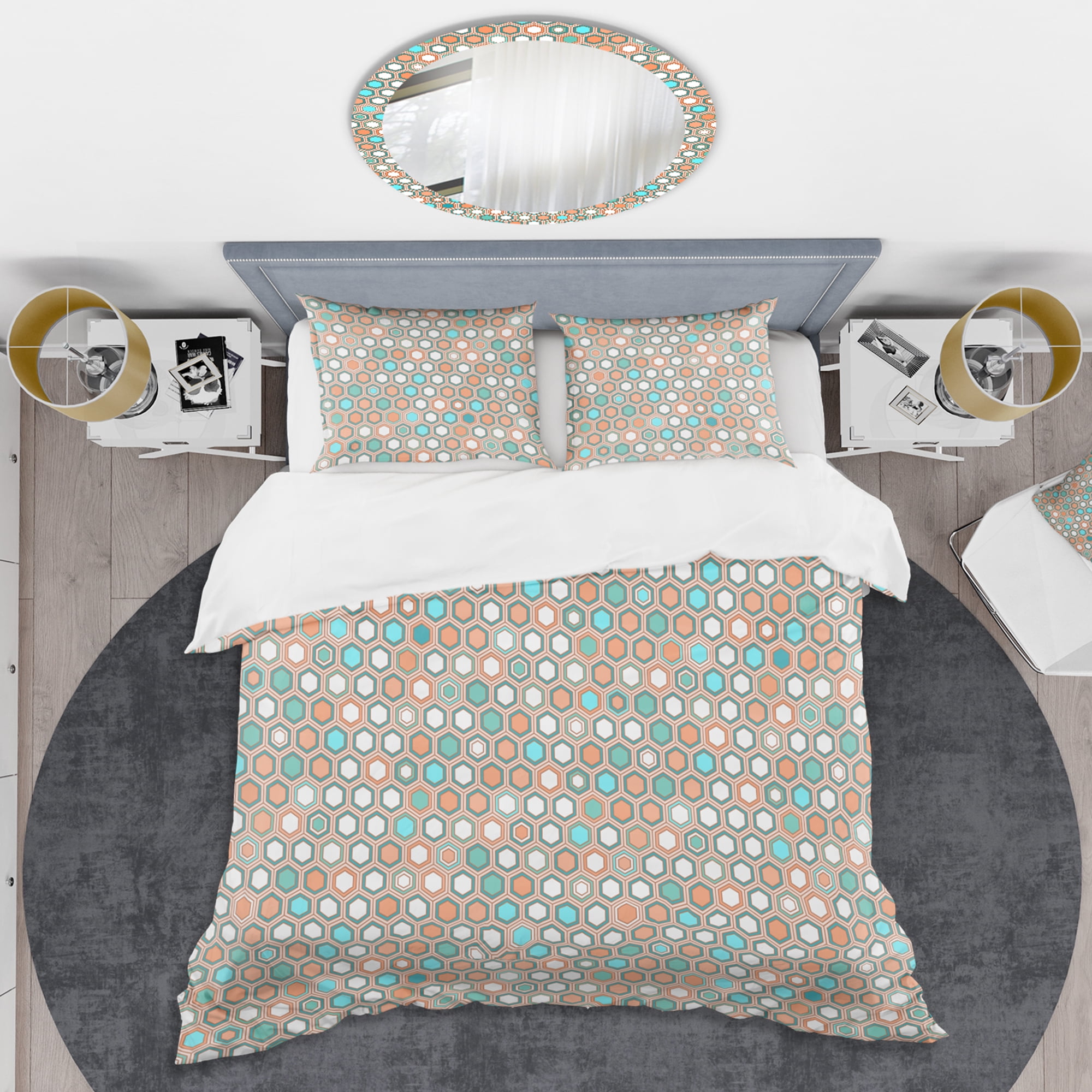 Designart 'Retro Hexagon Pattern III' Mid-Century Modern Duvet Cover Set