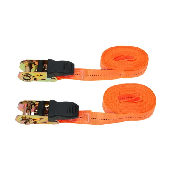 Unique Bargains Ratchet Tie Down Straps 2 Pcs 1 Inch x 20 Feet 1,764lb Ratchet Strap Lashing Straps for Roof Rack Motorcycle Trucks Multicolor Orange