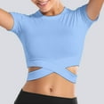 thumbnail image 4 of Prolriy Athletic Gym Workout Tops for Women, Women Tops for Yoga Short Sleeve Daily Loose Blouses Tops Shirts for Women, Womens Tops Sky Blue XL, 4 of 4