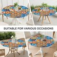 thumbnail image 7 of Vibrant Floral Print Boho Tablecloth - Elastic Edge for Round Tables 52-56 Inches - Stretchable Table Cover for Indoor Outdoor, 7 of 7