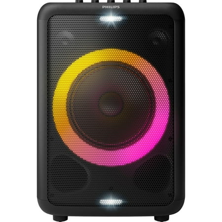 Philips X3206 Portable Bluetooth Party Speaker with Party Lights and Built-in Carry Handle, Medium Size, Black, TAX3206