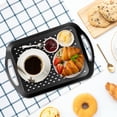 thumbnail image 6 of VEGCOO 2-Pack Non-Slip Serving Trays, Large 15.7" x 11.4" Rectangular Plastic Tray with Handles, Heat-Resistant Heavy-Duty Server for Food Drinks, Black & White Dot Design, for Kitchen Dining Outdoor, 6 of 7