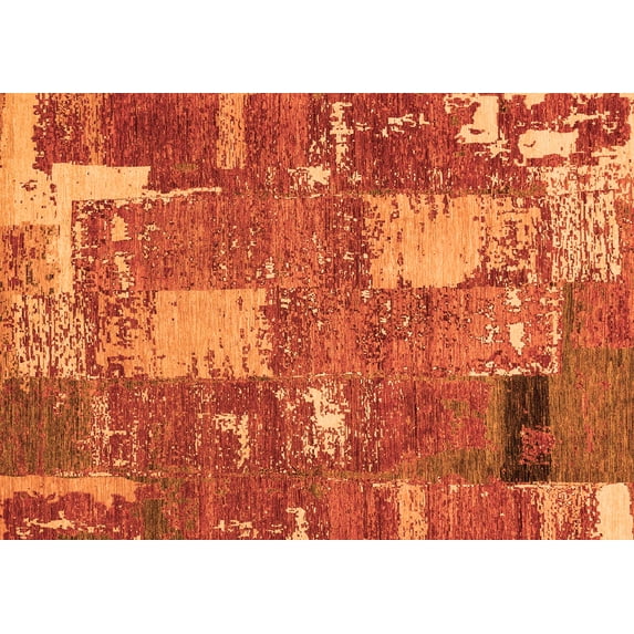 Ahgly Company Indoor Rectangle Patchwork Orange Transitional Area Rugs, 2' x 4'