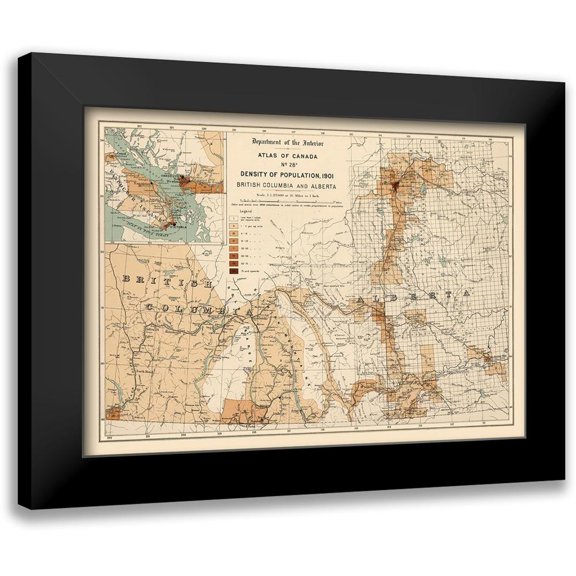 White 14x11 Black Modern Framed Museum Art Print Titled - Alberta British Columbia Canada - White 1906