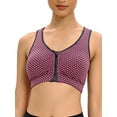 thumbnail image 1 of Women's Zip Front Sports Bra Wireless Post-Surgery Yoga Bras Removable Cups, 1 of 8