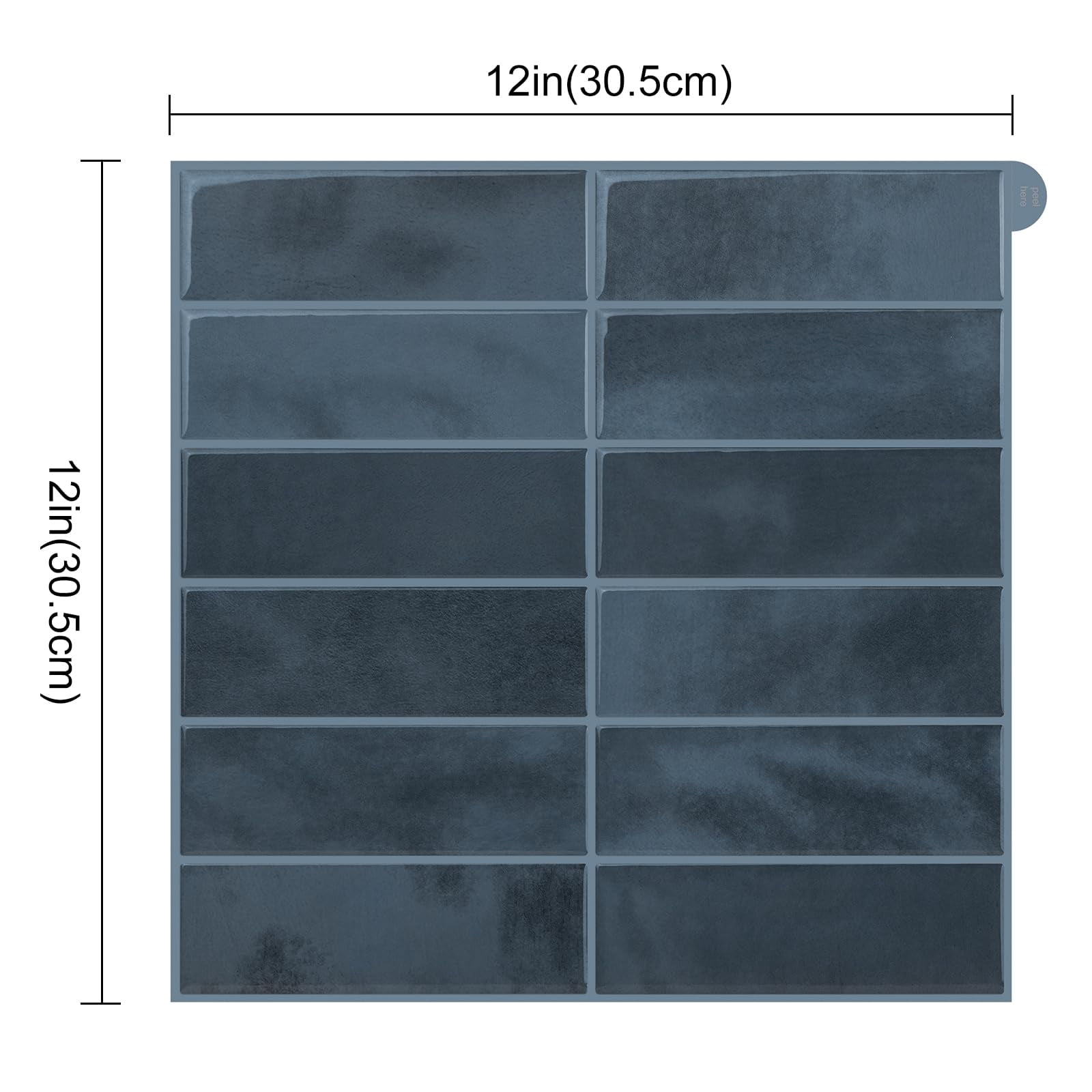 VANCORE 10-Pack Peel and Stick Backsplash Wall Tiles Panels Stickers for Kitchen Bathroom, 12" X 12", Blue