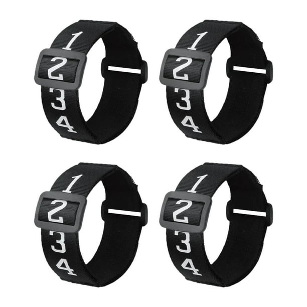 4x pulsera numerada de fútbol, marcadores de patio de fútbol, juegos, ligero, portátil, negro, sesiones de entrenamiento, Clip lateral deslizante