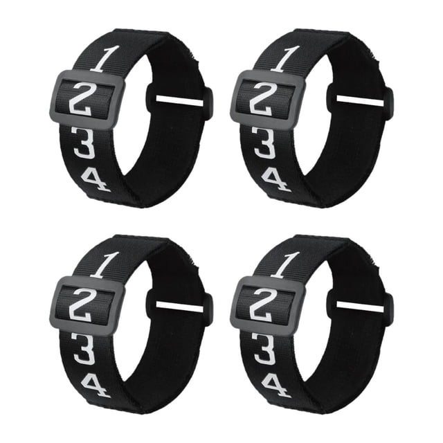 4x pulsera numerada de fútbol, marcadores de patio de fútbol, juegos, ligero, portátil, negro, sesiones de entrenamiento, Clip lateral deslizante