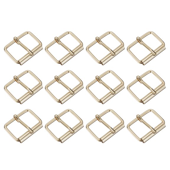 Roller Buckles, 12 Pack 30x20mm 3mm Thick Metal Belt Pin Buckle, Gold Tone