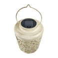 thumbnail image 4 of Bliss Outdoors Solar LED Lantern W/ Tropical Flower Design & Hand Painted Finish, 12-in. Tall, Waterproof IP44 (White), 4 of 9