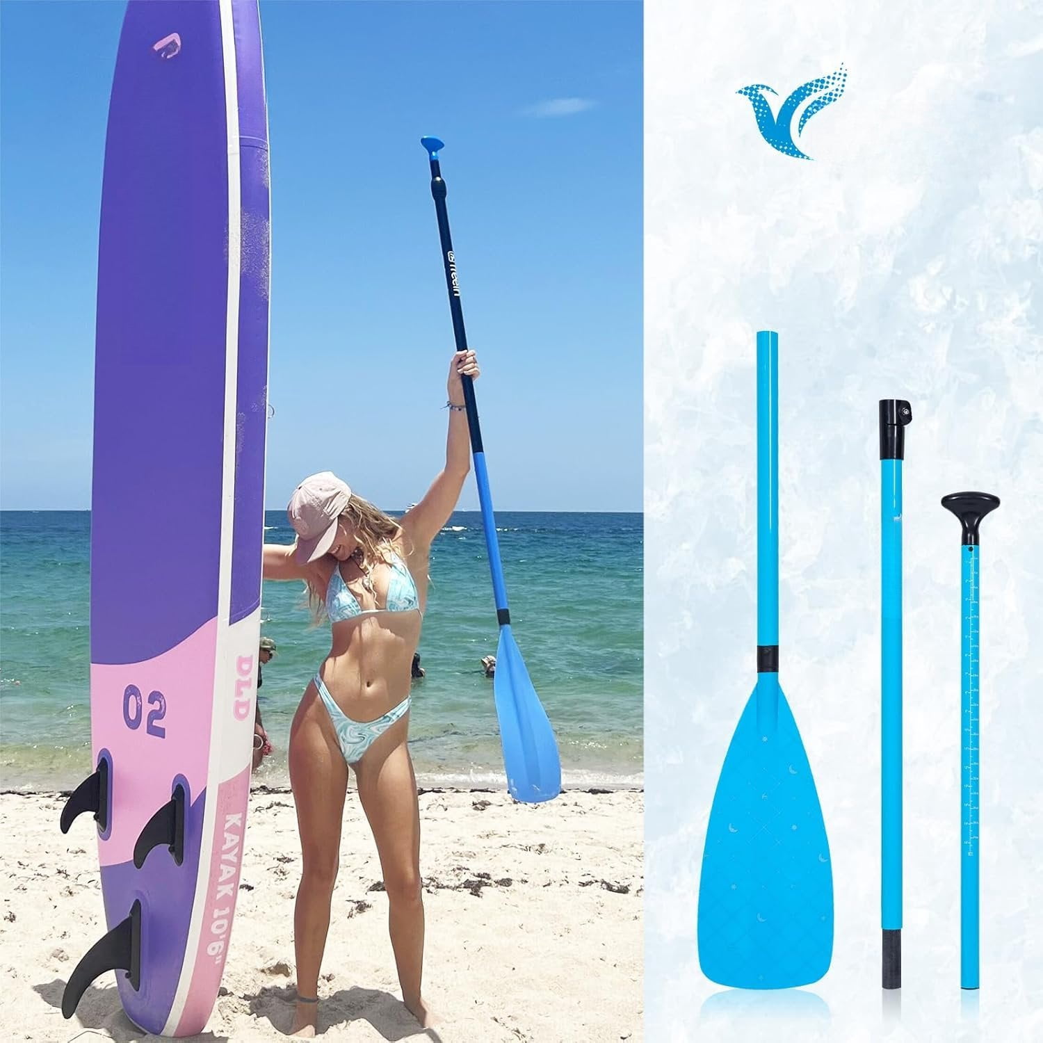 Fiberglass Paddle Board Paddle Effortless Adjustment & Transport Sup Paddle Lever Lock Kayak Paddle