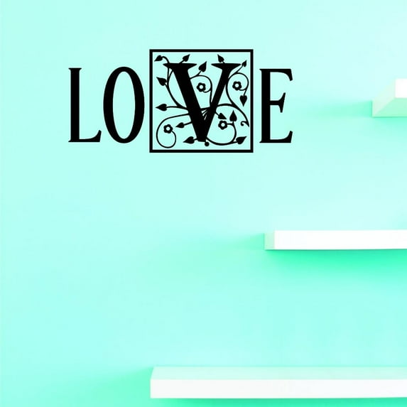 Custom Decals Love Wall Art Size: 12 X 30 Inches Color: Black