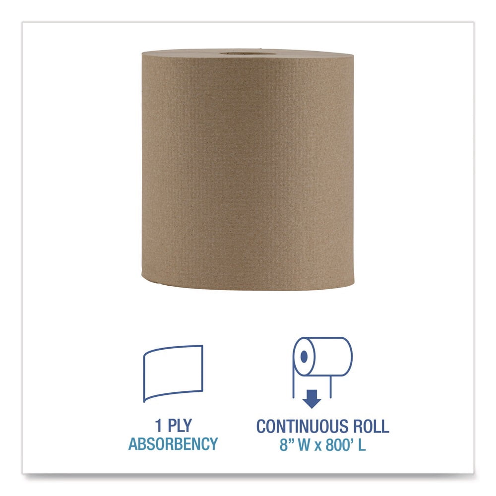 Boardwalk Hardwound Paper Towels Nonperforated 1-Ply Natural 800ft 6 Rolls/Carton 6256