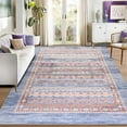 thumbnail image 3 of Jamfeel Boho Area Rugs for Living Room Low Pile Vintage Printed Carpet Washable Rug for Kitchen Bedroom Dining Room 6'x9' Blue, 3 of 7
