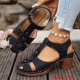 thumbnail image 3 of Women's Heeled Sandals Retro Boho Flower Closed Toe Heels Arch Support Walking Shoes Hook and Loop Pumps Shoes Black Size 6.5, 3 of 7