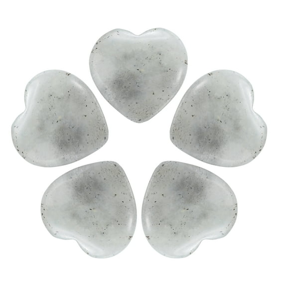 5Pcs Natural Heart Stone Quartz, Love Heart Worry Stones for Balancing Worry Bulk Moonstone