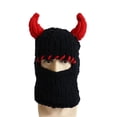 thumbnail image 1 of Sombrero de cosplay con cuernos de diablo, cálido, suave y acogedor, para adultos y niños, 1 of 1