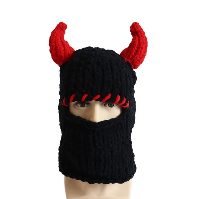 Sombrero de cosplay con cuernos de diablo, cálido, suave y acogedor, para adultos y niños